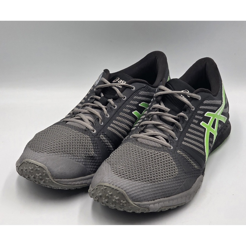 Asics FuzeX TR Mens Size 11 US Gray Black Green Athletic Training Sneakers S613N - Picture 2 of 12